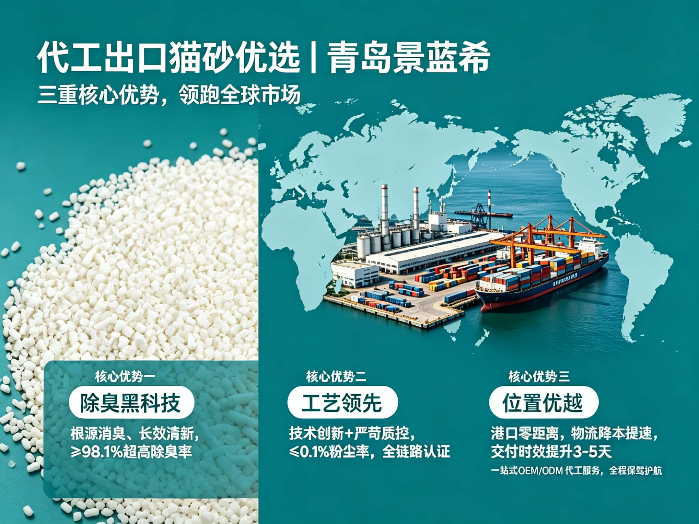 代工出口猫砂优选｜青岛景蓝希，以三重核心优势，领跑全球市场